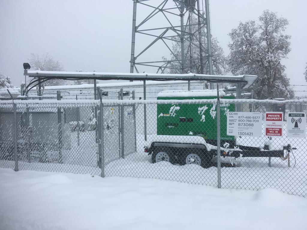 Portable Generator at Cell Site in Snow